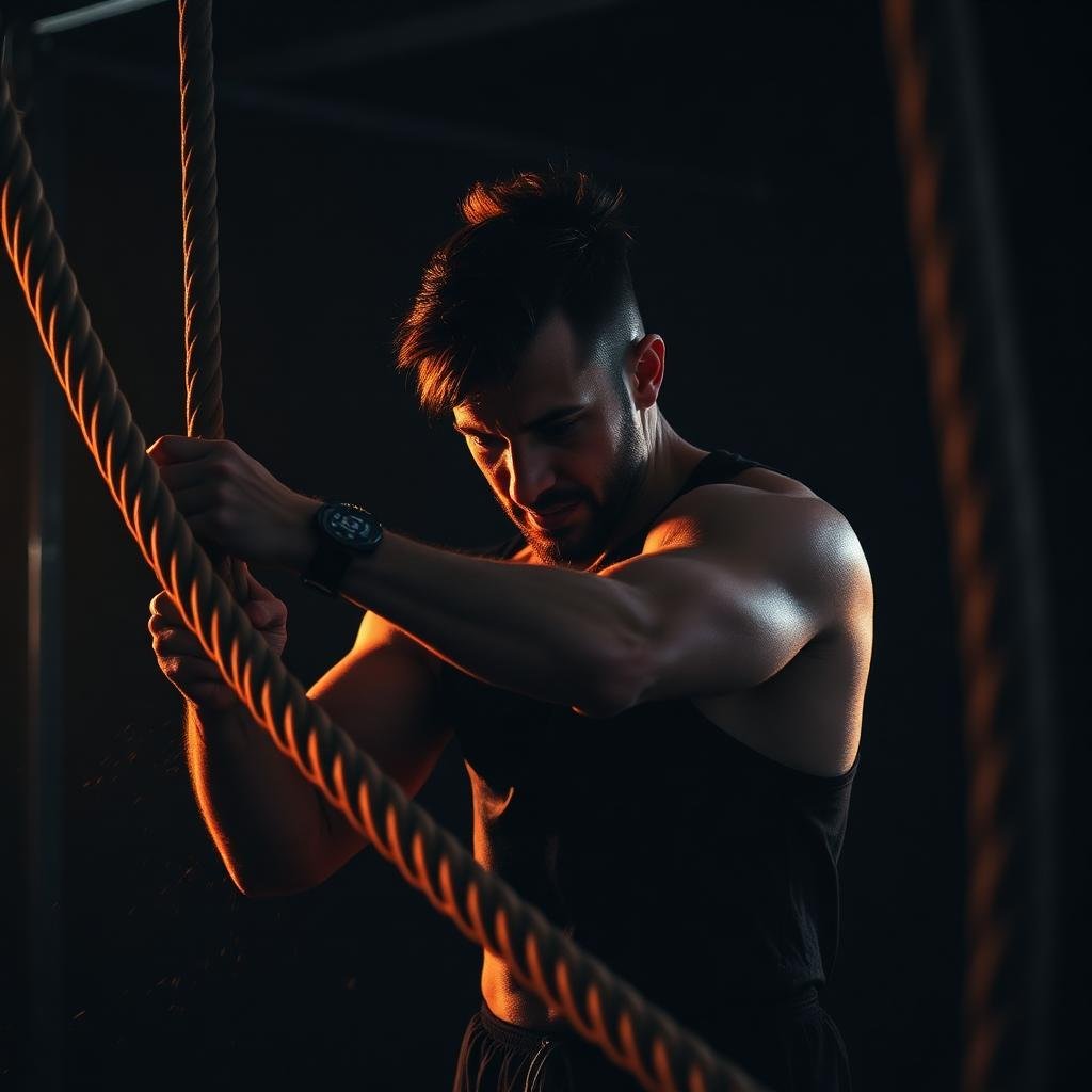 Atleta de crossfit em treino intenso